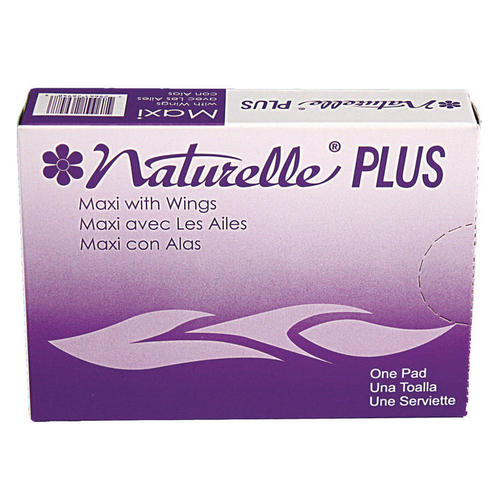 Naturelle Maxi Pads Plus, Size 4 with Wings, Maxi Plus Absorbency, 250 Individually Wrapped/Carton