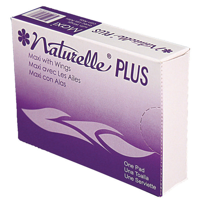 Naturelle Maxi Pads Plus, Size 4 with Wings, Maxi Plus Absorbency, 250 Individually Wrapped/Carton