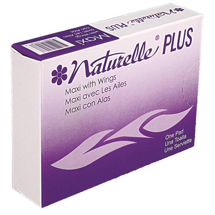 Naturelle Maxi Pads Plus, Size 4 with Wings, Maxi Plus Absorbency, 250 Individually Wrapped/Carton