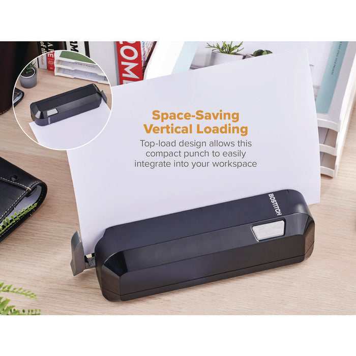 20-Sheet Electric Three-Hole Punch, 9/32" Holes, Black