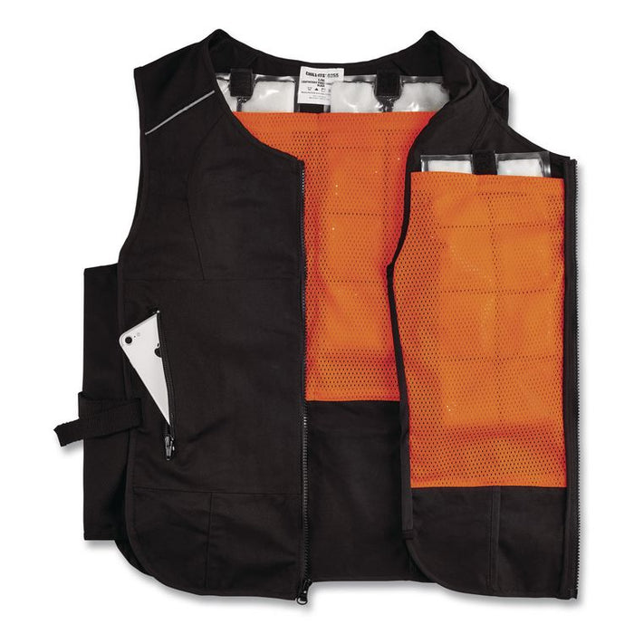 Chill-Its 6260 Lightweight Phase Change Cooling Vest with Packs, Cotton/Poly, 2X-Large/3X-Large, Black