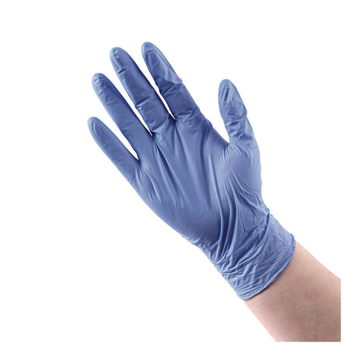 380 Series Disposable General-Purpose Nitrile Gloves, Powder-Free, Small, 4 mil Thick, 9.5" Long, Blue, 100/Box
