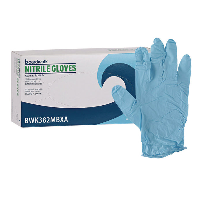 Disposable Examination Nitrile Gloves, Powder-Free, Medium, 5 mil Thick, 9.5" Long, Blue, 100/Box, 10 Boxes/Carton