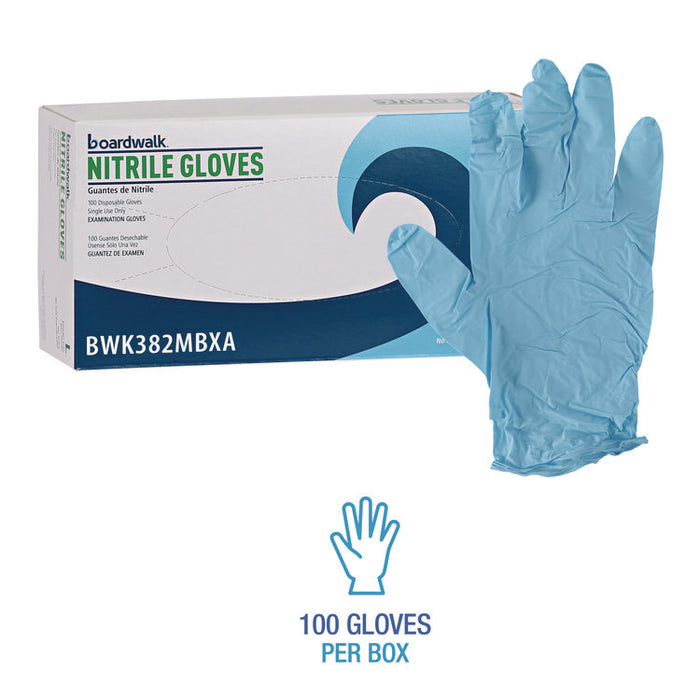Disposable Examination Nitrile Gloves, Powder-Free, Medium, 5 mil Thick, 9.5" Long, Blue, 100/Box, 10 Boxes/Carton
