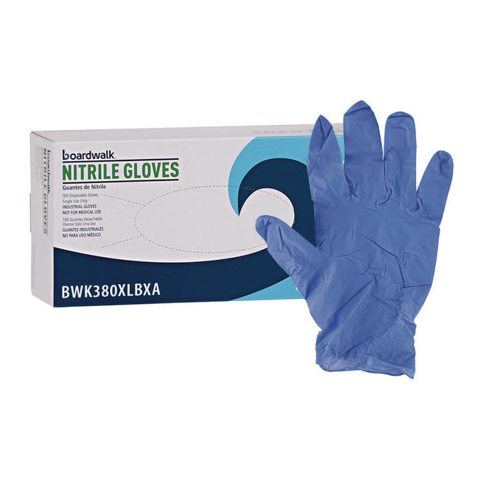 380 Series Disposable General-Purpose Nitrile Gloves, Powder-Free, X-Large, 4 mil Thick, 9.5" Long, Blue,100/Box, 10 Boxes/CT