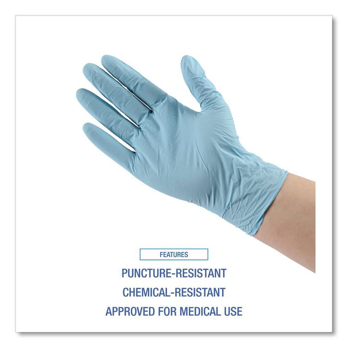 Disposable Examination Nitrile Gloves, Powder-Free, Small, 5 mil Thick, 9.5" Long, Blue, 100/Box, 10 Boxes/Carton