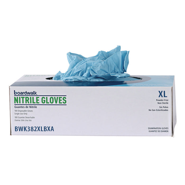 Disposable Examination Nitrile Gloves, Powder-Free, X-Large, 5 mil Thick, 9.5" Long, Blue, 100/Box