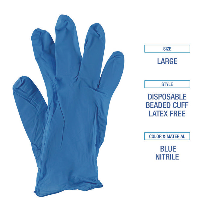 395 Series Disposable General-Purpose Nitrile Gloves, Powder-Free, Large, 5 mil Thick, 9.5" Long, Blue, 100/Box, 10 Boxes/CT