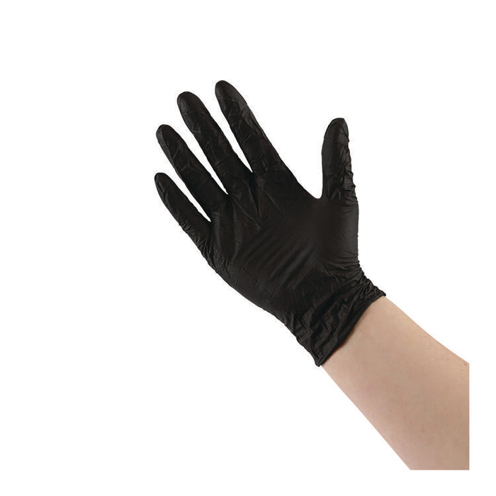 396 Series Disposable General-Purpose Nitrile Gloves, Powder-Free, Large, 4.4 mil Thick, 9.5" Long, Black, 100/Box