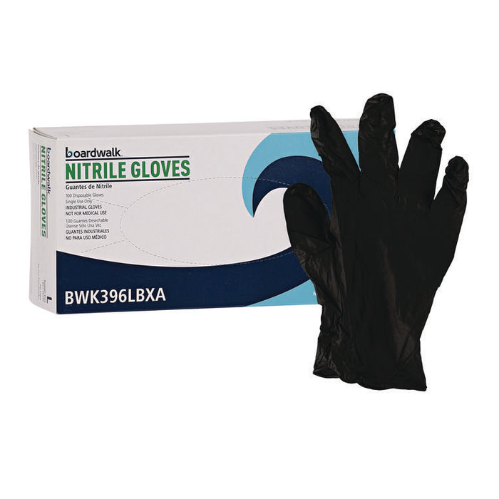 396 Series Disposable General-Purpose Nitrile Gloves, Powder-Free, Large, 4.4 mil Thick, 9.5" Long, Black, 100/Box