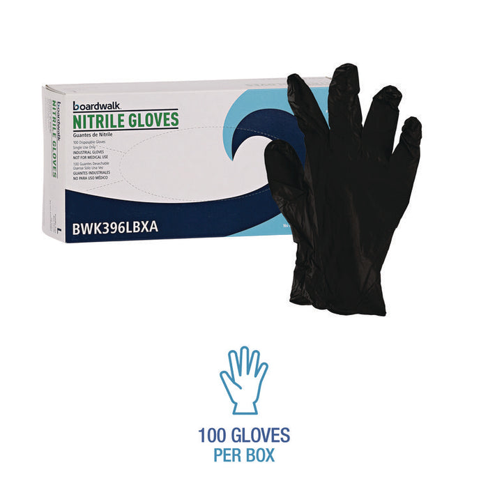 396 Series Disposable General-Purpose Nitrile Gloves, Powder-Free, Large, 4.4 mil Thick, 9.5" Long, Black, 100/BX, 10 BX/CT