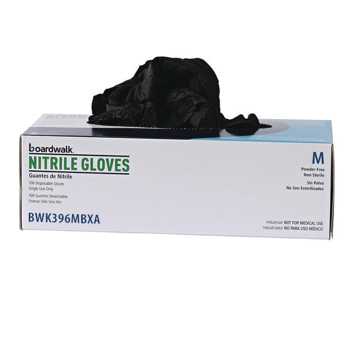 396 Series Disposable General-Purpose Nitrile Gloves, Powder-Free, Medium, 4.4 mil Thick, 9.5" Long, Black, 100/Box