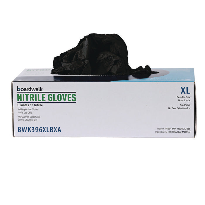 396 Series Disposable General-Purpose Nitrile Gloves, Powder-Free, X-Large, 4.4 mil Thick, 9.5" Long, Black, 100/Box