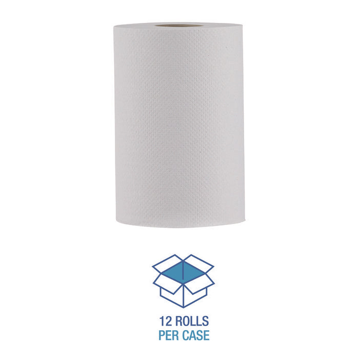 Hardwound Paper Towels, Nonperforated, 1-Ply, 8" x 350 ft, White, 12 Rolls/Carton