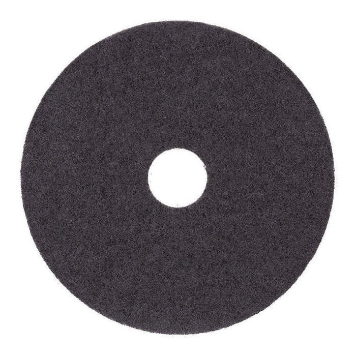 Stripping Floor Pads, 15" Diameter, Black, 5/Carton
