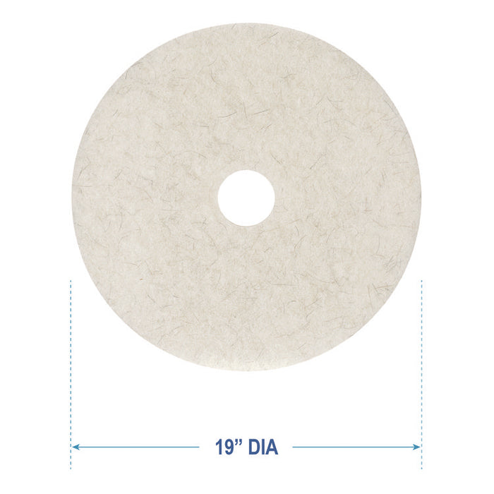 Natural Burnishing Floor Pads, 19" Diameter, White, 5/Carton