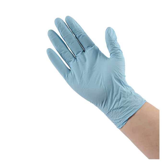Disposable Examination Nitrile Gloves, Powder-Free, Large, 5 mil Thick, 9.5" Long, Blue, 100/Box