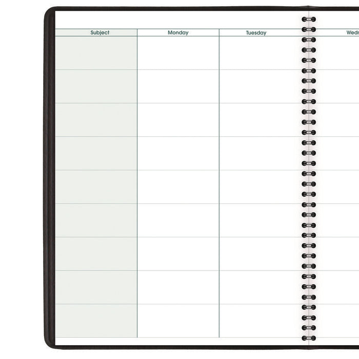 Undated Teacher's Planner, Weekly, 9 Classes, Black Cover, 10.88 x 8.25 Sheets, 12-Month (July to June)