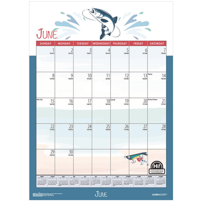 Academic Year Recycled Seasonal Wall Calendar, Illustrated Seasons Artwork, 12 x 16.5, 12-Month (July to June): 2025 to 2026