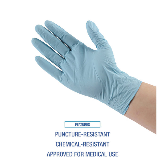 Disposable Examination Nitrile Gloves, Powder-Free, Medium, 5 mil Thick, 9.5" Long, Blue, 100/Box, 10 Boxes/Carton