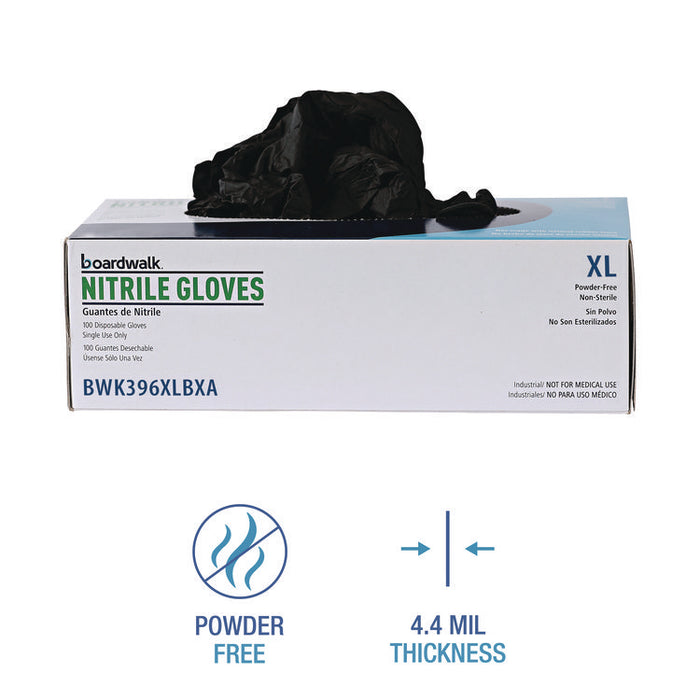 396 Series Disposable General-Purpose Nitrile Gloves, Powder-Free, X-Large, 4.4 mil Thick, 9.5" Long, Black, 100/Box
