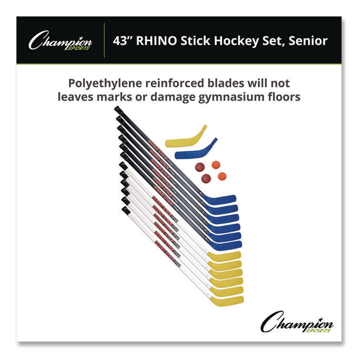 43" Rhino Stick Hockey Set, 12 Sticks/2 Pucks/2 Balls/2 Extra Blades