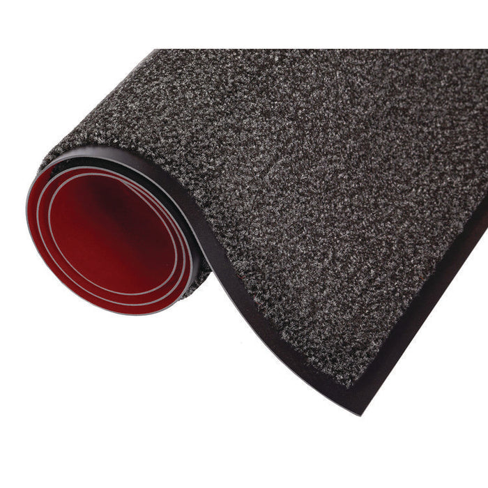 Dust-Star Microfiber Wiper Mat, Rectangular, Charcoal Gray Carpeted Surface, 48" x 72"
