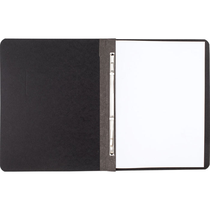 Pressboard Report Cover with Tyvek Reinforced Hinge, Two-Piece Prong Fastener, 3" Capacity, 8.5 x 11, Black/Black