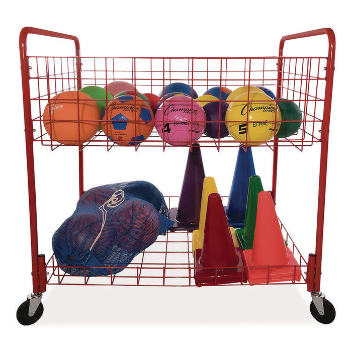 Back Ease Storage Cart, Metal, 176 lb Capacity, 30 x 43 x 45, Red