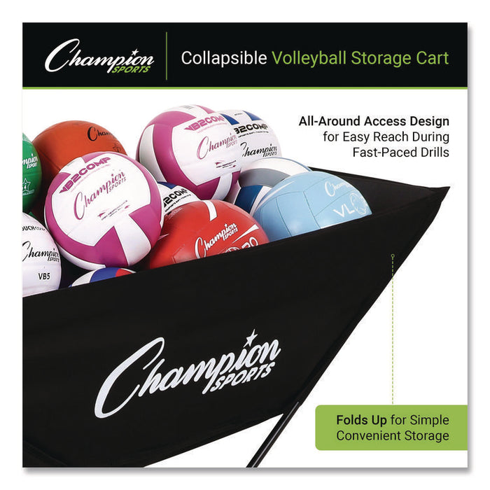 Pro Collapsible Volleyball Cart, 23" x 55" x 41", Black