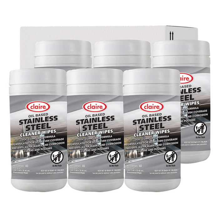 Stainless Steel Cleaner Wipes, 9.5 x 12, Citrus, Purple, 40 Wipes/Canister, 6 Canisters/Carton