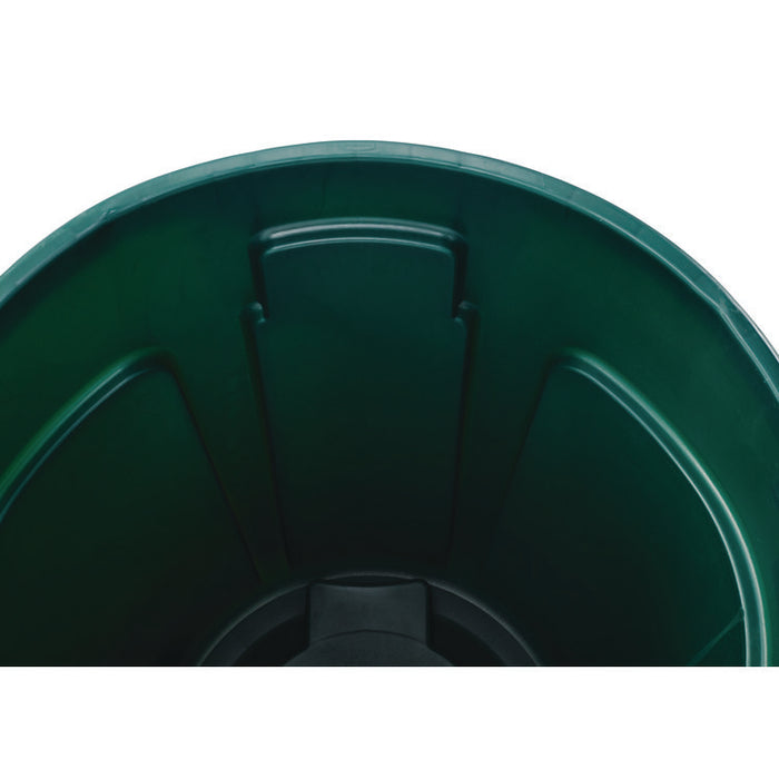 Vented Round Brute Container, 10 gal, Plastic, Dark Green