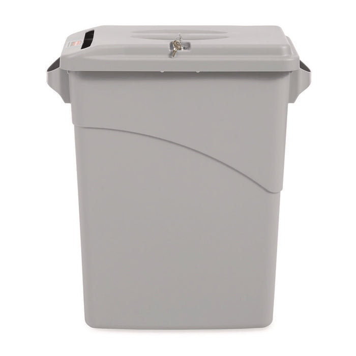 Slim Jim Confidential Document Waste Receptacle with Lid, 23 gal, Light Gray