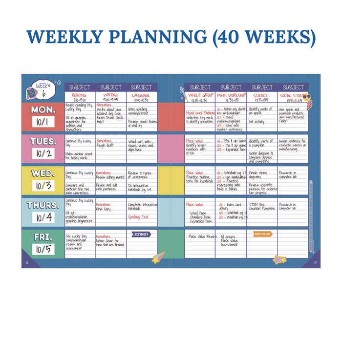 Teacher Planners, Weekly/Monthly, 7 Classes, We Stick Together, Multicolor Cover, 11 x 8.5 Sheets, 12-Month (July to June)