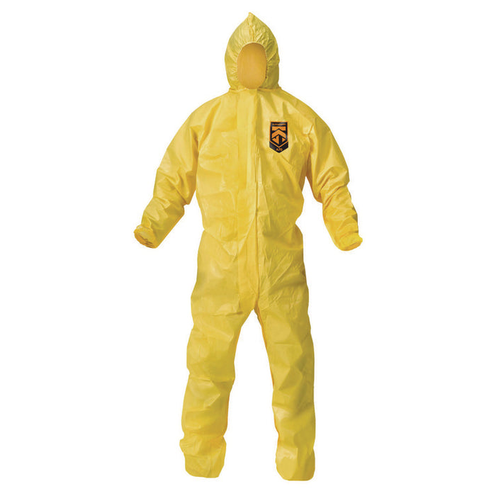 A70 Chemical Spray Protection Coveralls, Elastic Wrists, Ankles, Hood, 3X-Large, Yellow, 12/Carton