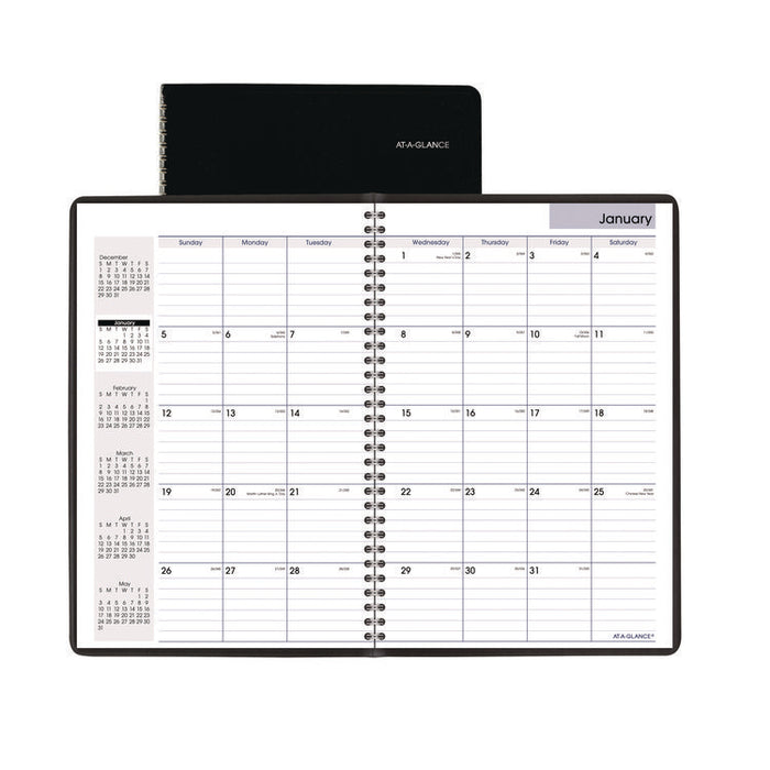 DayMinder Monthly Planner, Ruled Blocks, 12" x 8", Black Cover, 14-Month: Dec 2025 to Jan 2027