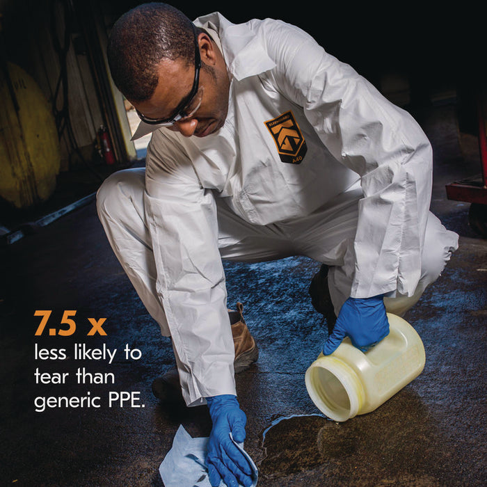 A40 Zipper Front Liquid and Particle Protection Coveralls, 3X-Large, White, 25/Carton