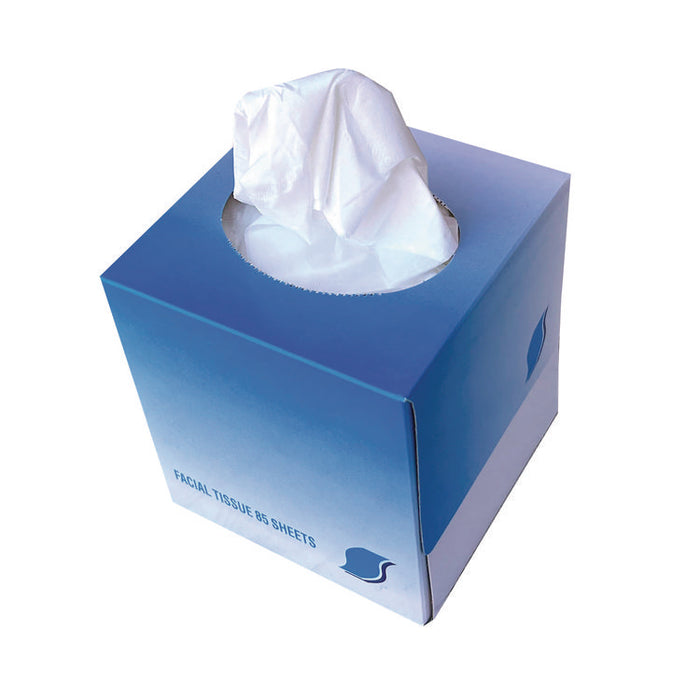 Facial Tissue Cube Box, 2-Ply, White, 85 Sheets/Box, 36 Boxes/Carton