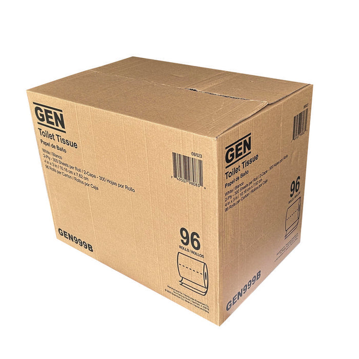 Standard Bath Tissue, Wrapped, Septic Safe, 2-Ply, White, 300 Sheets/Roll, 96 Rolls/Carton