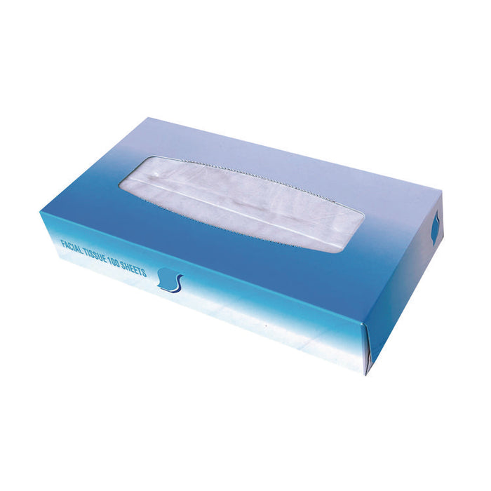 Facial Tissue, Flat Box, 2-Ply, White, 100 Sheets/Box, 30 Boxes/Carton