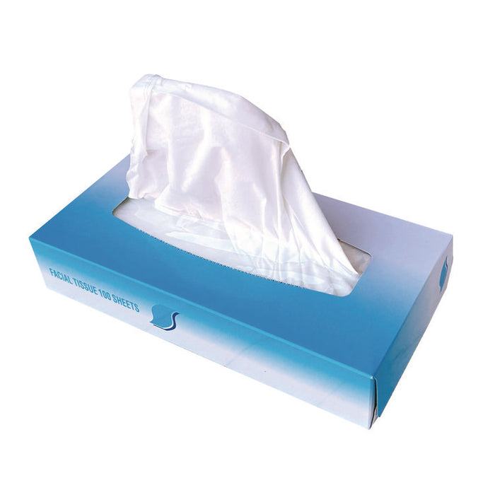 Facial Tissue, Flat Box, 2-Ply, White, 100 Sheets/Box, 30 Boxes/Carton