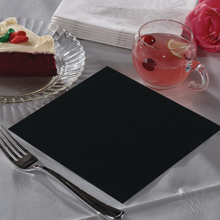 Beverage Napkins, 1-Ply, 9 x 9, Black, 4,000/Carton