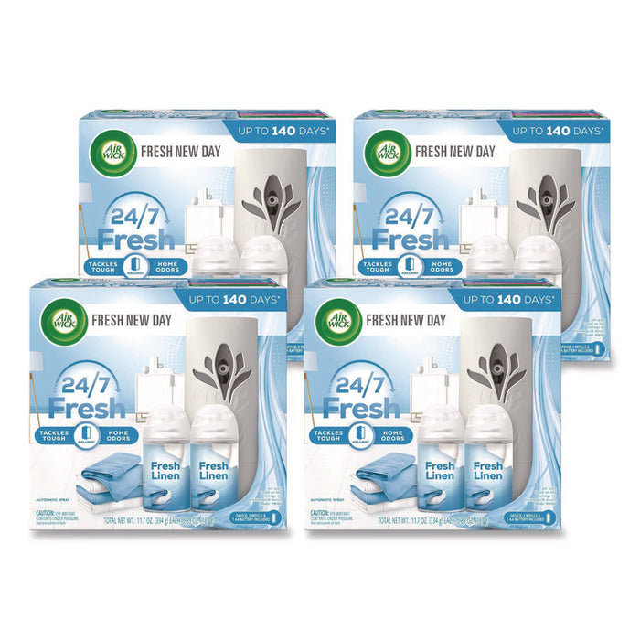 Freshmatic Ultra Automatic Starter Kit, Gadget/(2) 5.89 oz Fresh Linen Refills/AA Battery, 4 Kits/Carton