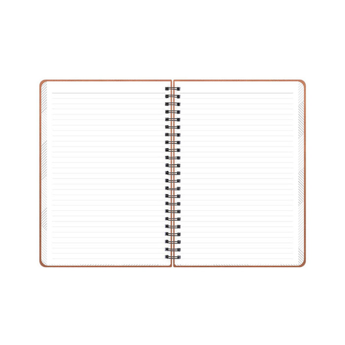 ASMBLD Faux Leather Wirebound Notebook, 1-Subject, Medium/College Rule, Tan Cover, (80) 8.5 x 5.75 Sheets