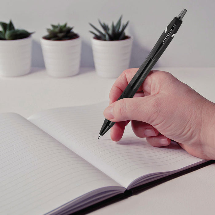 Jetstream Elements Hybrid Gel Pen, Retractable, Medium 1 mm, Black Ink, Translucent Black/Black Barrel, Dozen