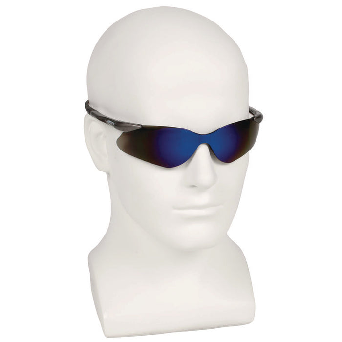 Nemesis Safety Glasses, Gunmetal Half Frame, Blue Dual Lens
