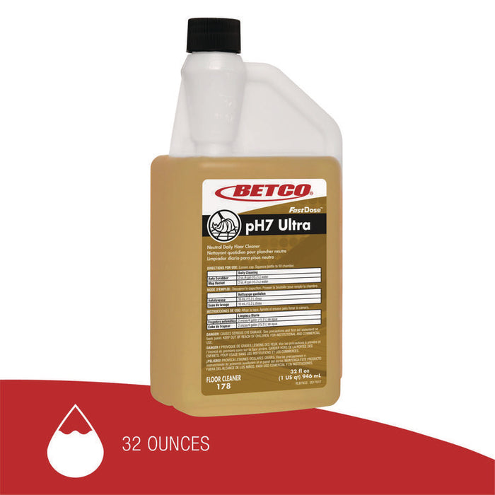 pH7 Ultra Floor Cleaner, Lemon Scent, 32 oz Bottle, 6/Carton