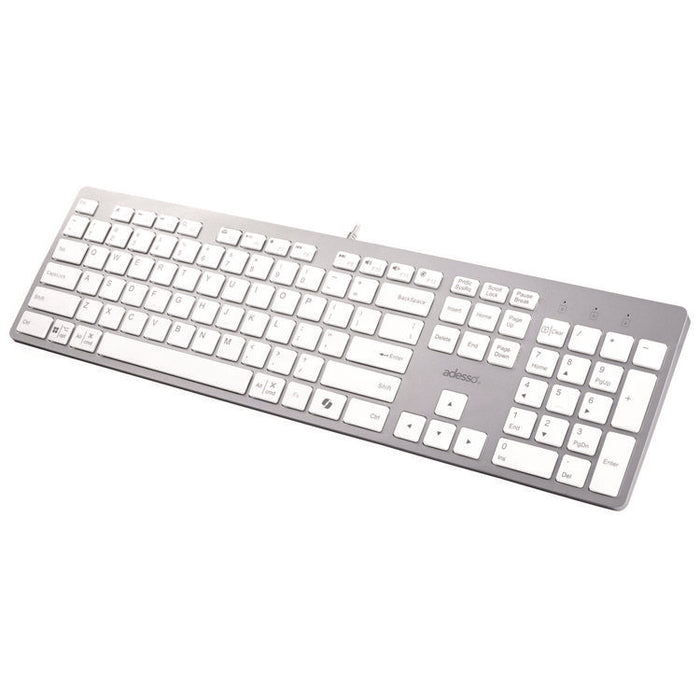 AKB-730UW Keyboard, Silver/White