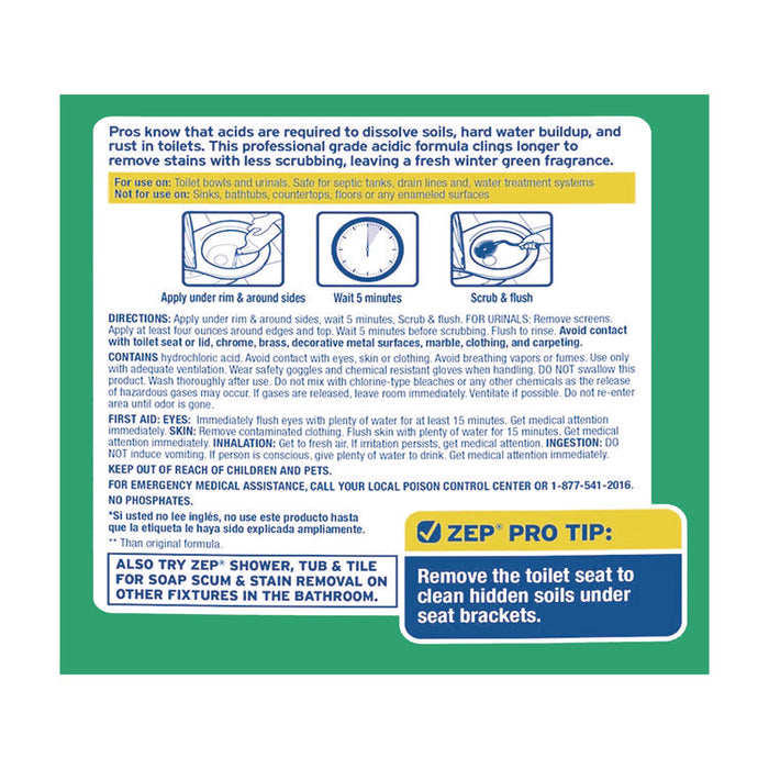 Acidic Toilet Bowl Cleaner, Mint Scent, 32 oz Bottle, 12/Carton