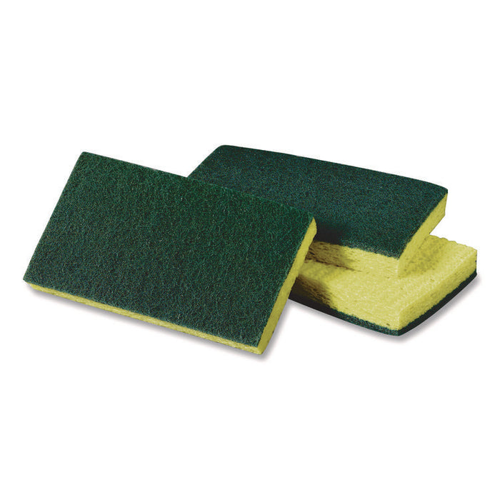 Medium-Duty Scrubbing Sponge 74, 3.6 x 6.1, 0.7" Thick, Yellow/Green, 10/Pack